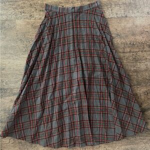 Grey Plaid Vintage Wool Skirt